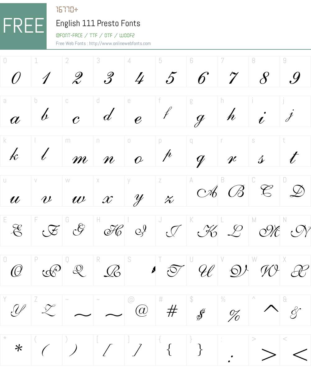 English 111 Font Screenshots