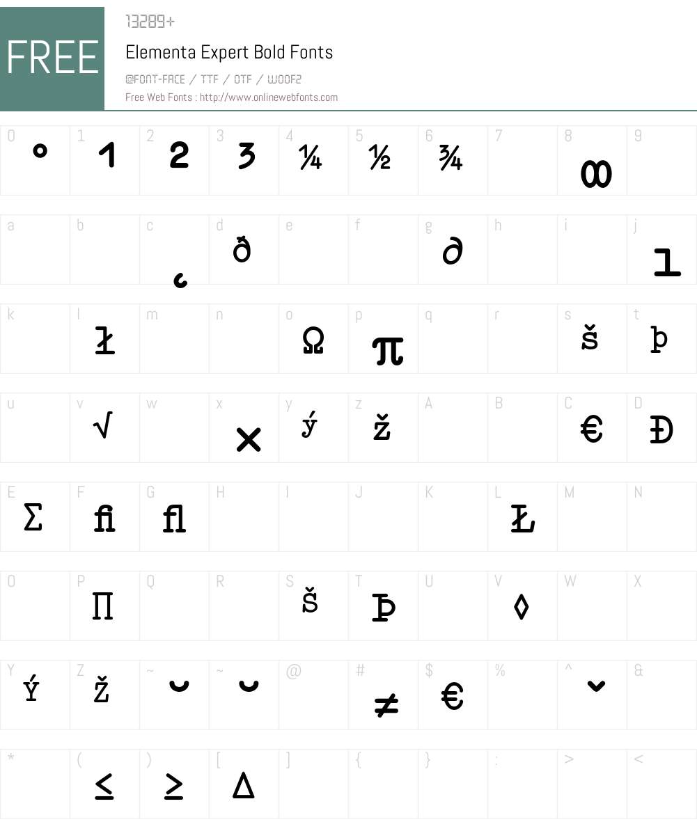 Elementa Expert Font Screenshots