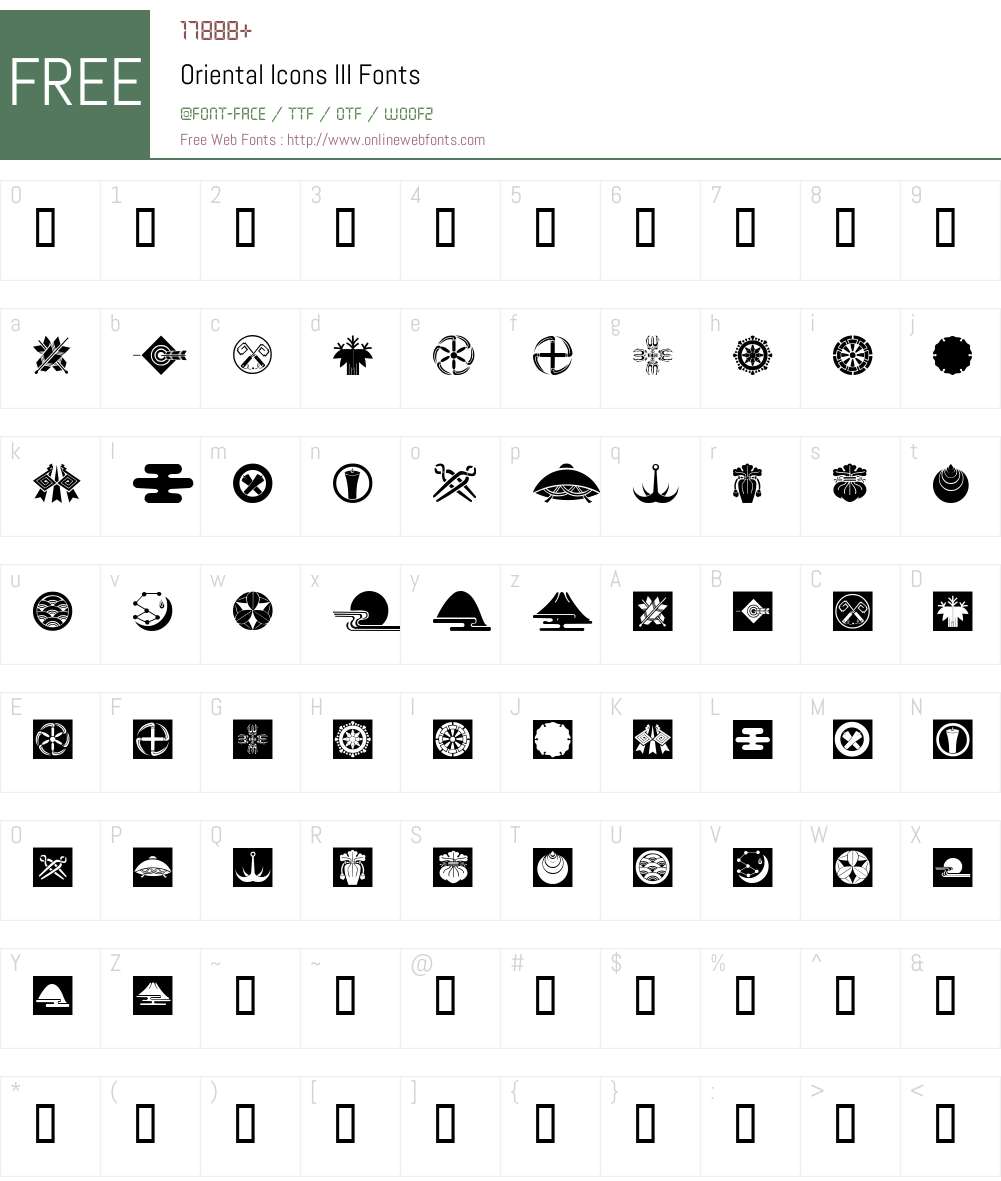 Oriental Icons III Font Screenshots
