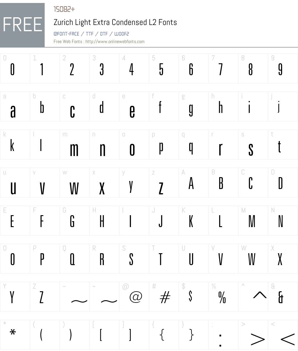 Zurich LtXCn L2 Font Screenshots