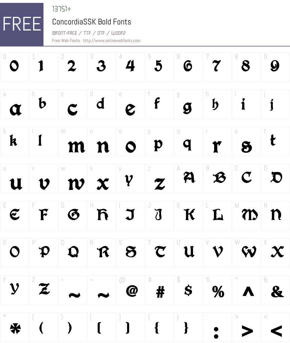 ConcordiaSSK Font Screenshots