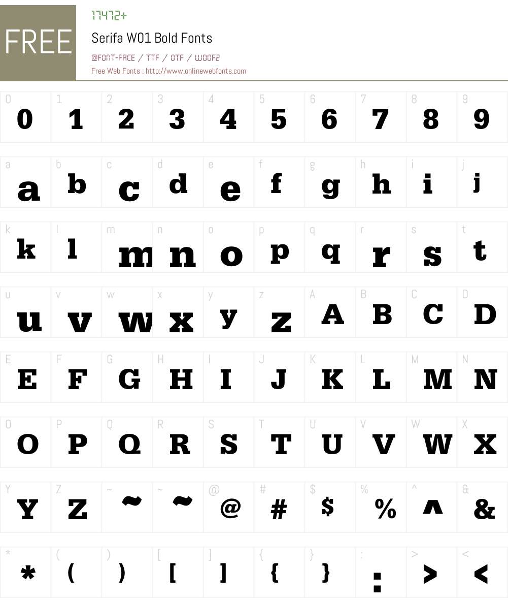 SerifaW01-Bold Font Screenshots
