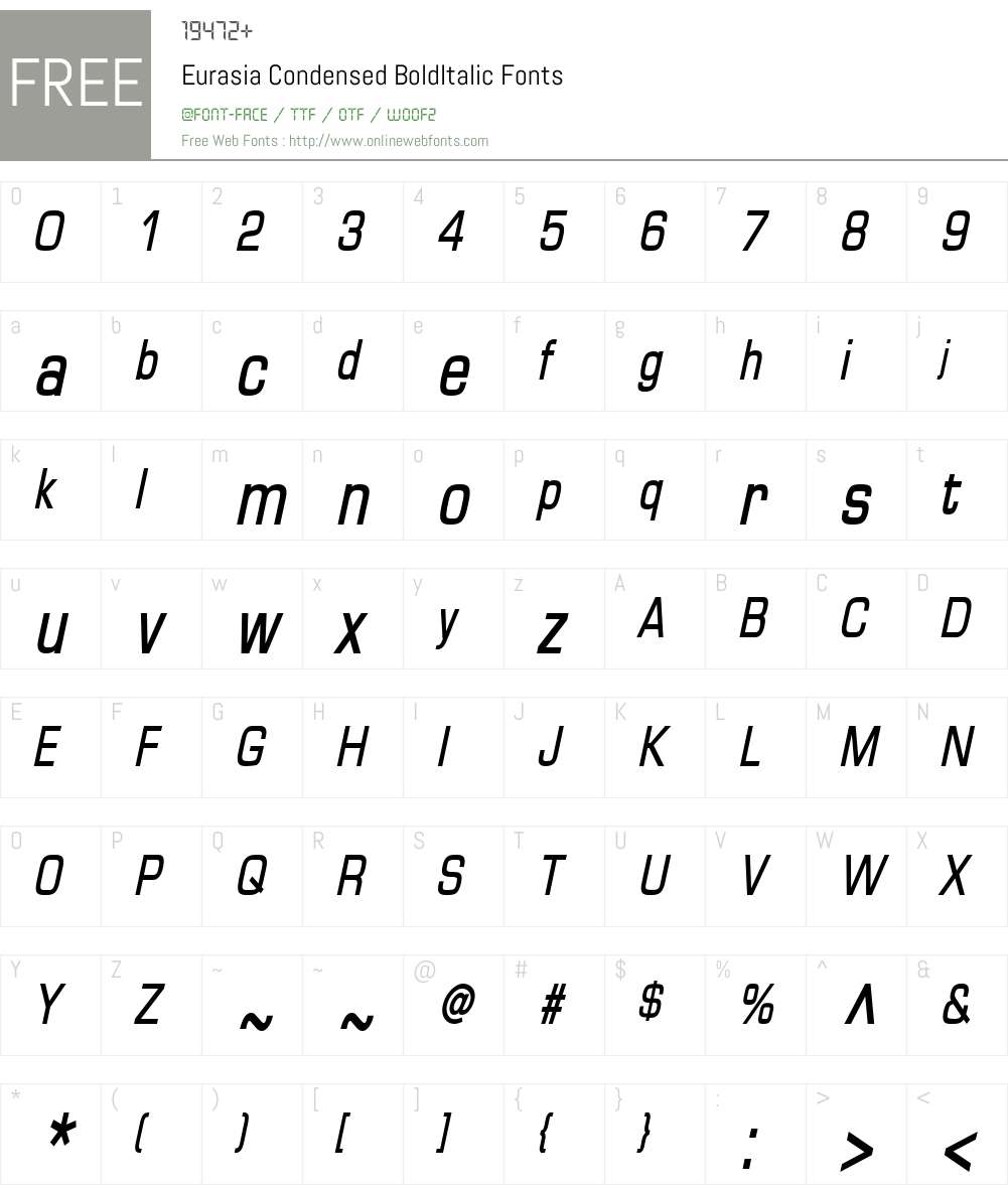 Eurasia Condensed Font Screenshots
