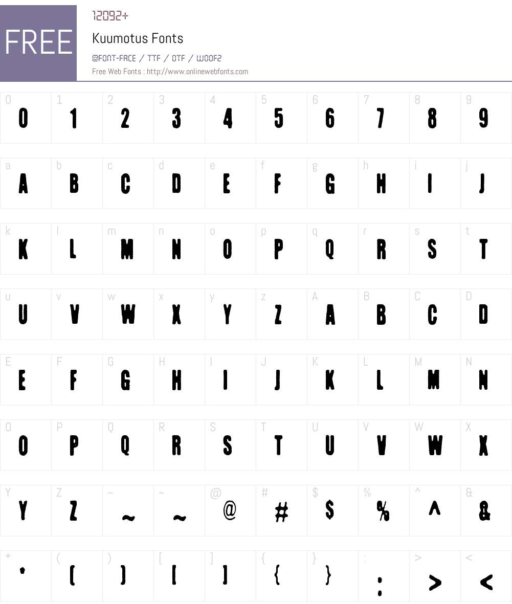 Kuumotus Font Screenshots