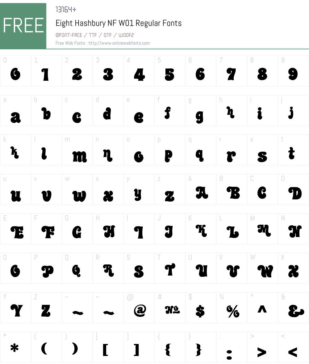 EightHashburyNFW01-Regular Font Screenshots