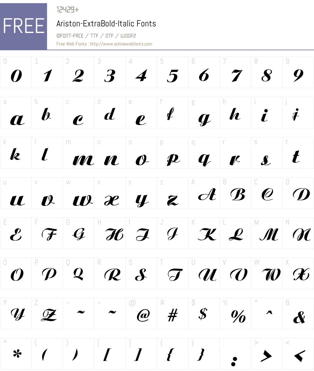 Ariston-ExtraBold-Italic Font Screenshots
