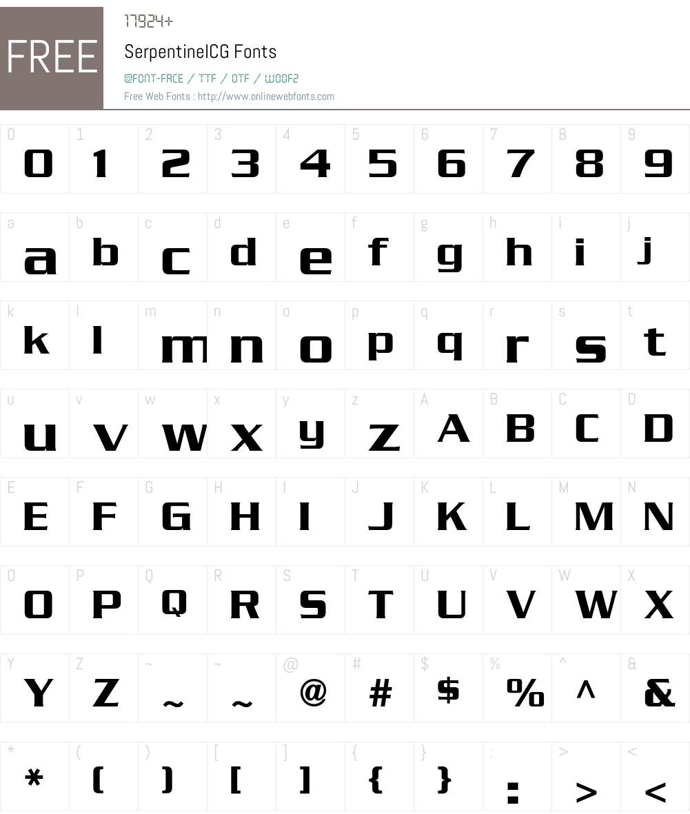 SerpentineICG Font Screenshots