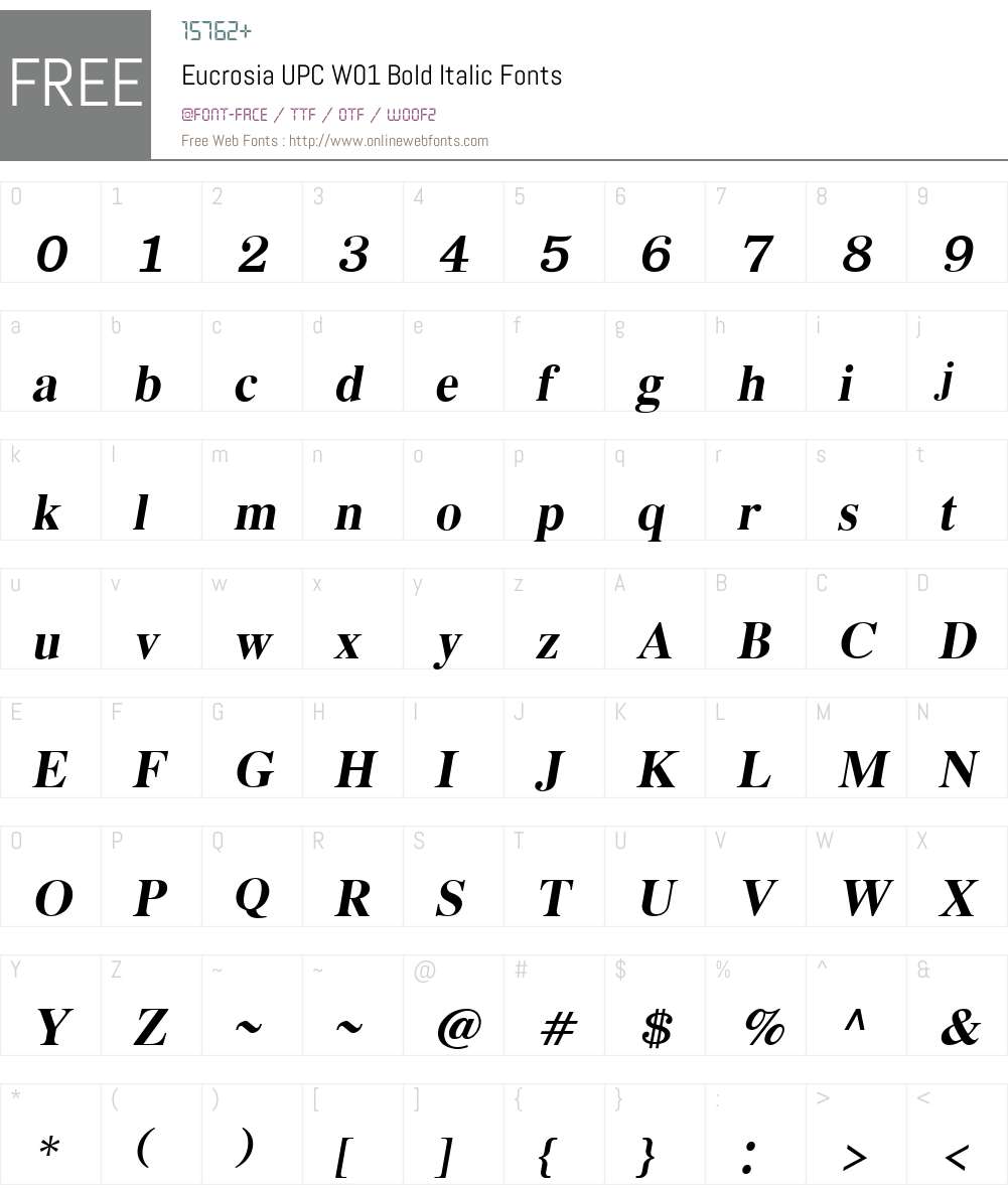 EucrosiaUPCW01-BoldItalic Font Screenshots