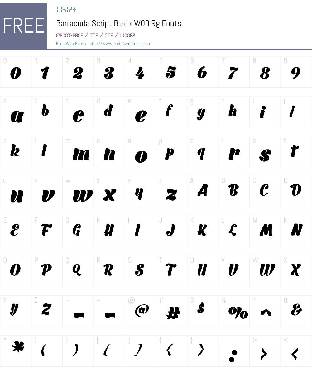 BarracudaScriptBlackW00-Rg Font Screenshots