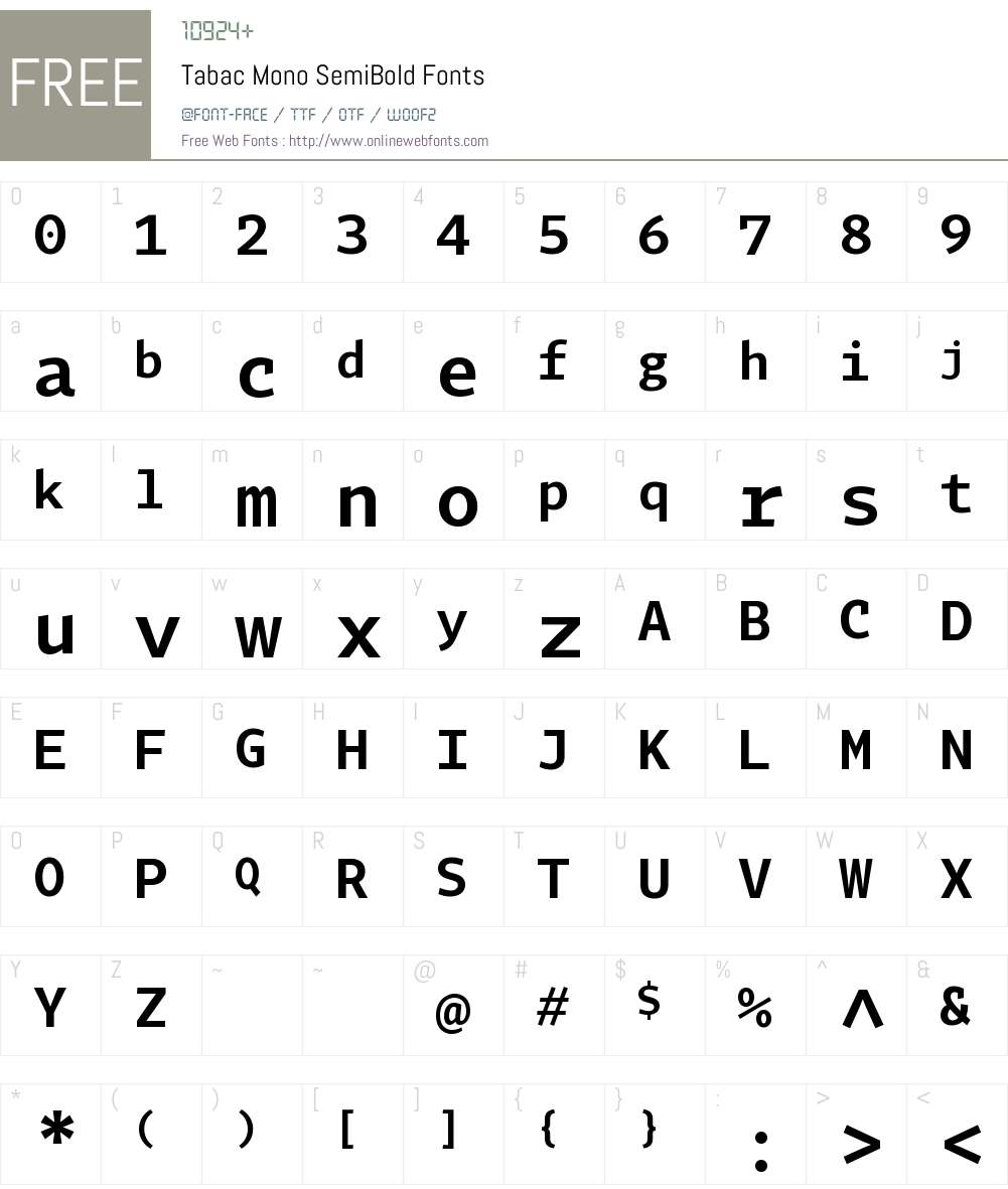 Tabac Mono SemiBold Font Screenshots
