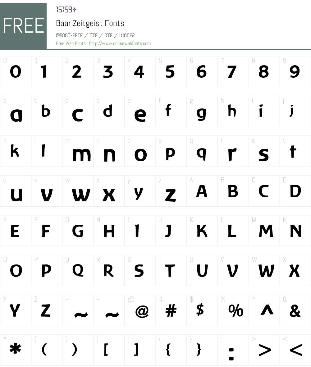 Baar Zeitgeist Font Screenshots