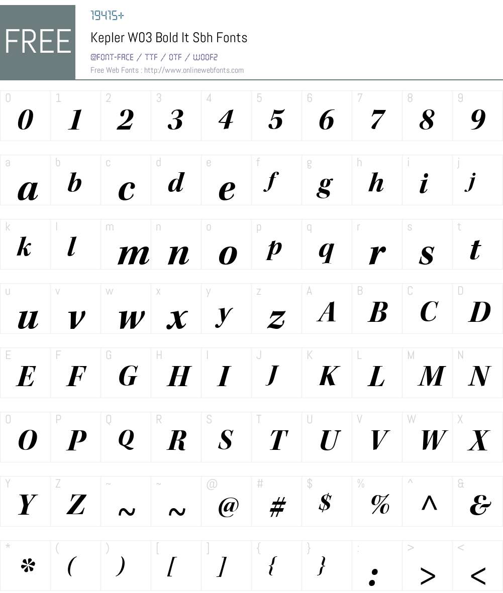 KeplerW03-BoldItSbh Font Screenshots