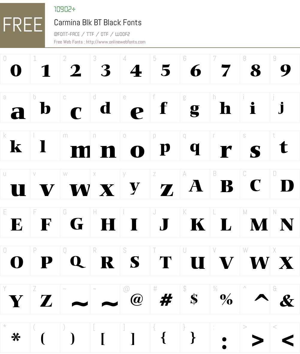 Carmina Blk BT Font Screenshots