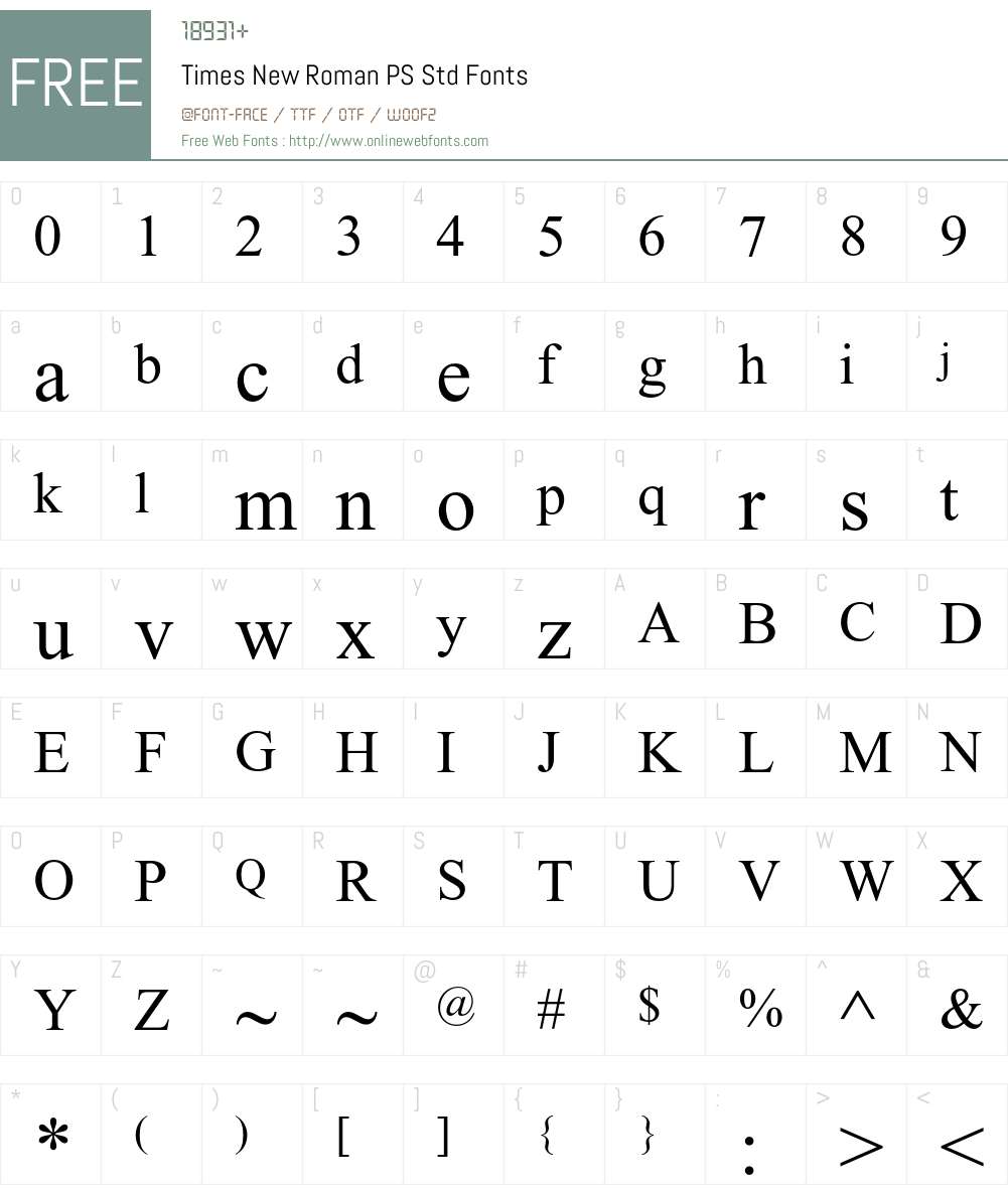 Times New Roman PS Std Font Screenshots
