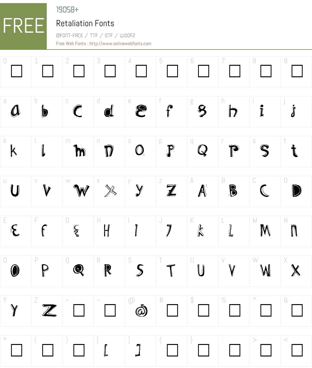Retaliation Font Screenshots