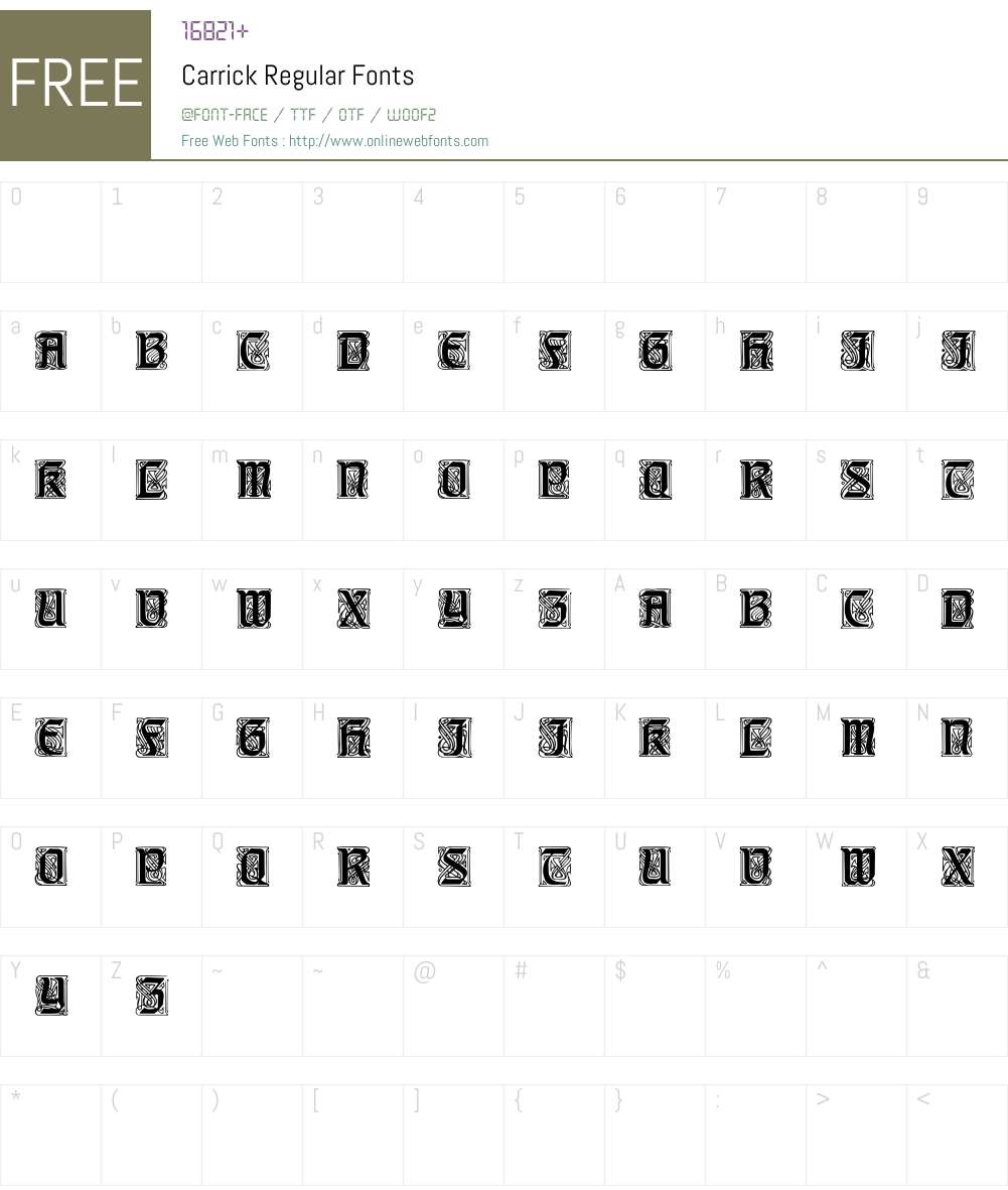 Carrick Font Screenshots
