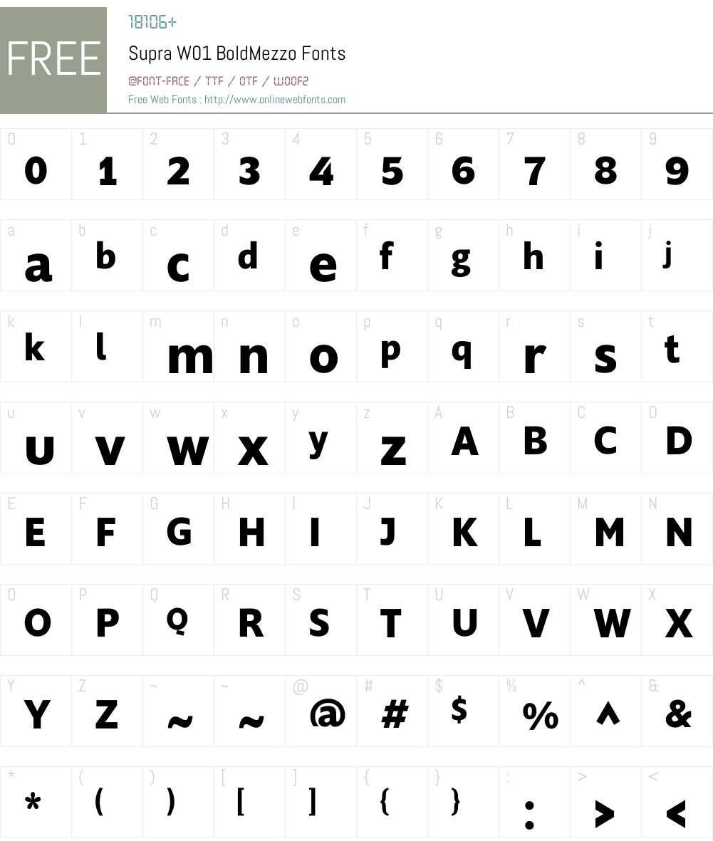 SupraW01-BoldMezzo Font Screenshots