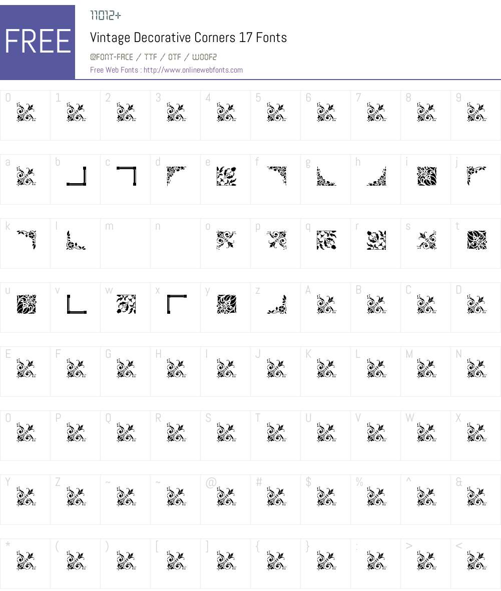 Vintage Decorative Corners 17 Font Screenshots