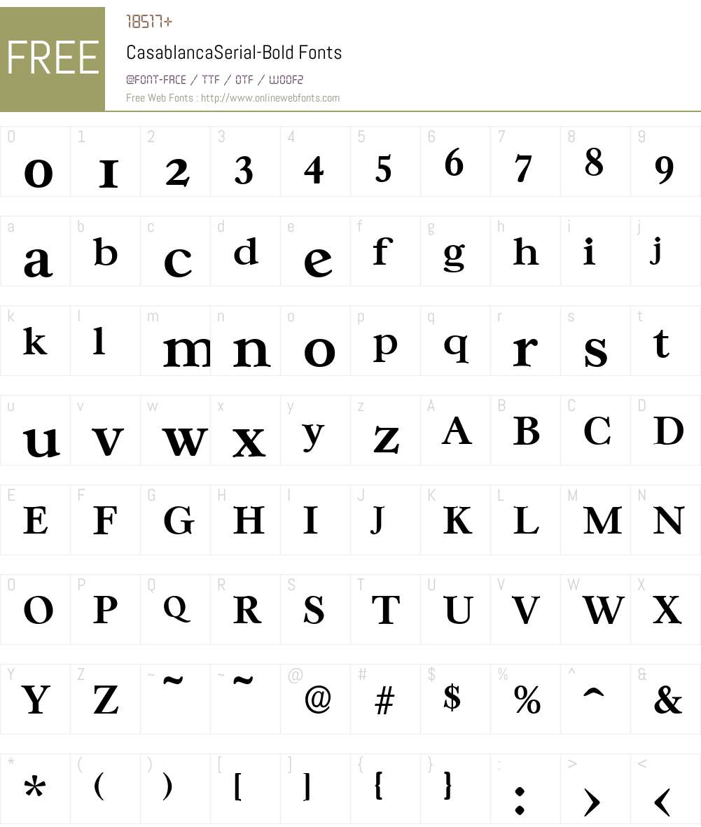 CasablancaSerial Font Screenshots