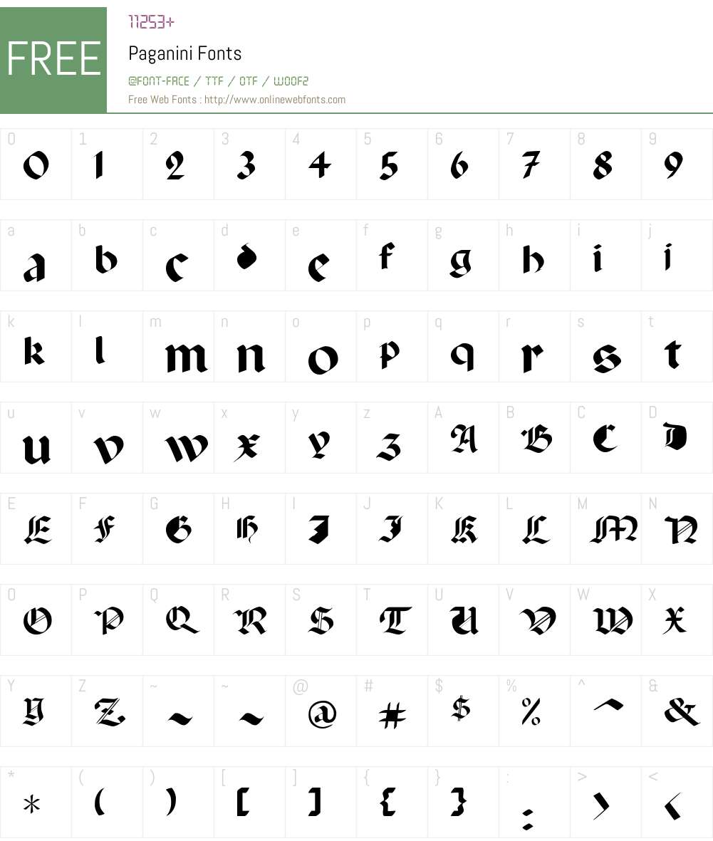 Paganini Font Screenshots