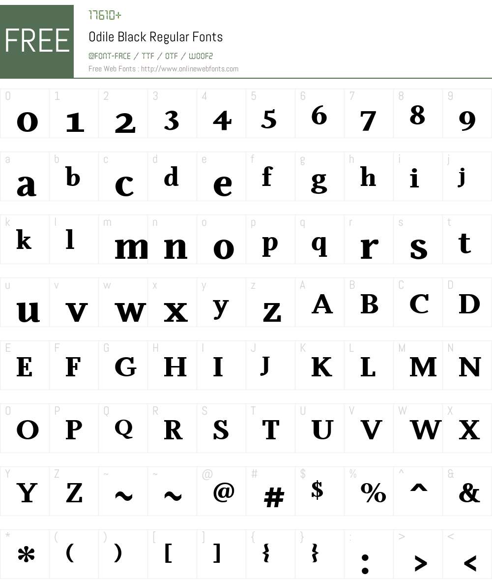 Odile Black Font Screenshots