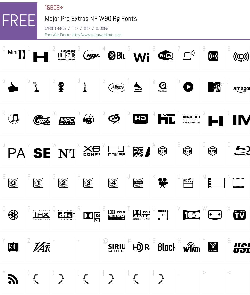 MajorProExtrasNFW90-Regular Font Screenshots