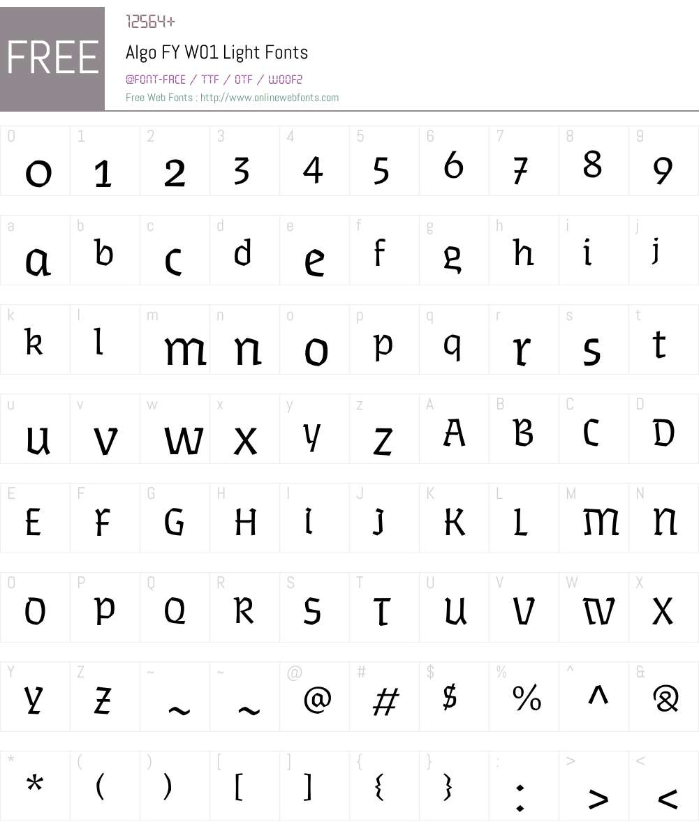 AlgoFYW01-Light Font Screenshots