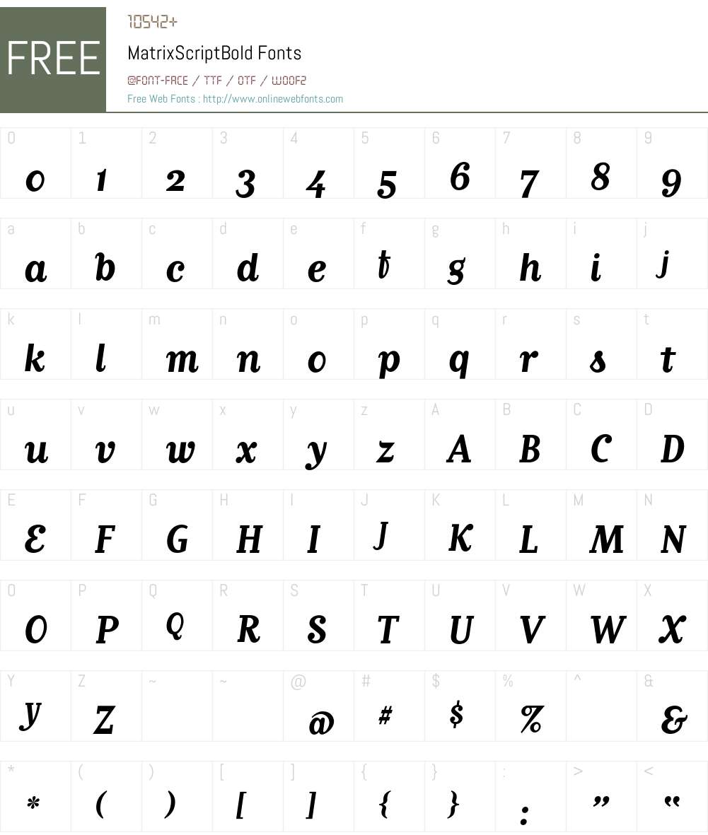 MatrixScriptBold Font Screenshots