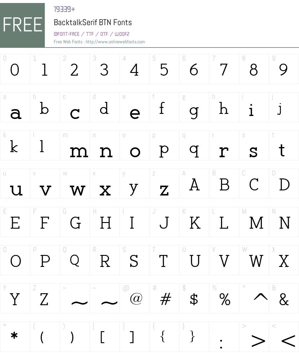 BacktalkSerif BTN Font Screenshots