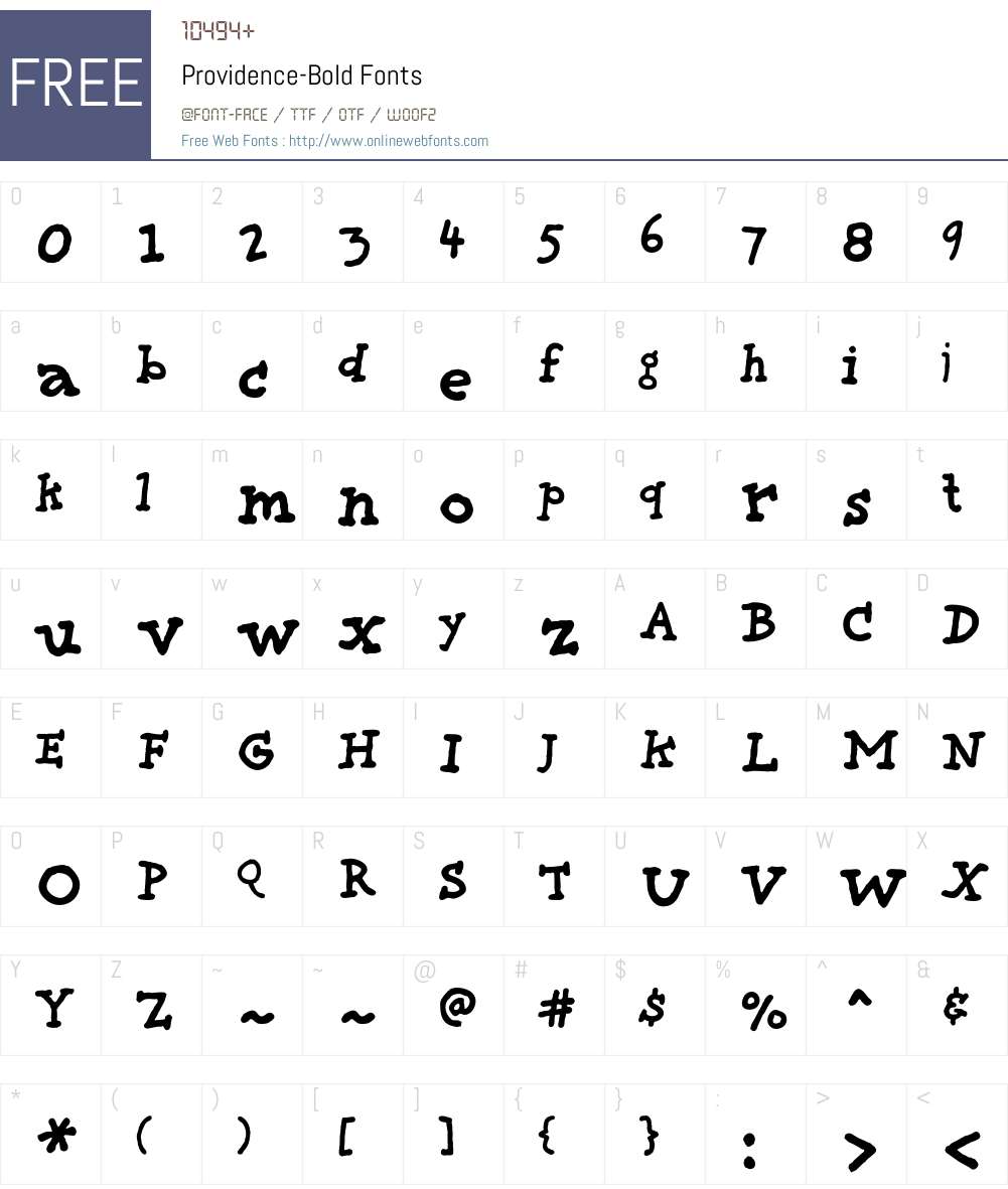 Providence Font Screenshots