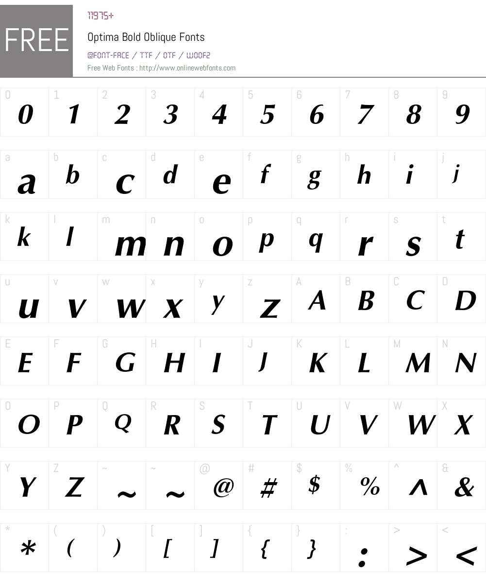 Optima Font Screenshots