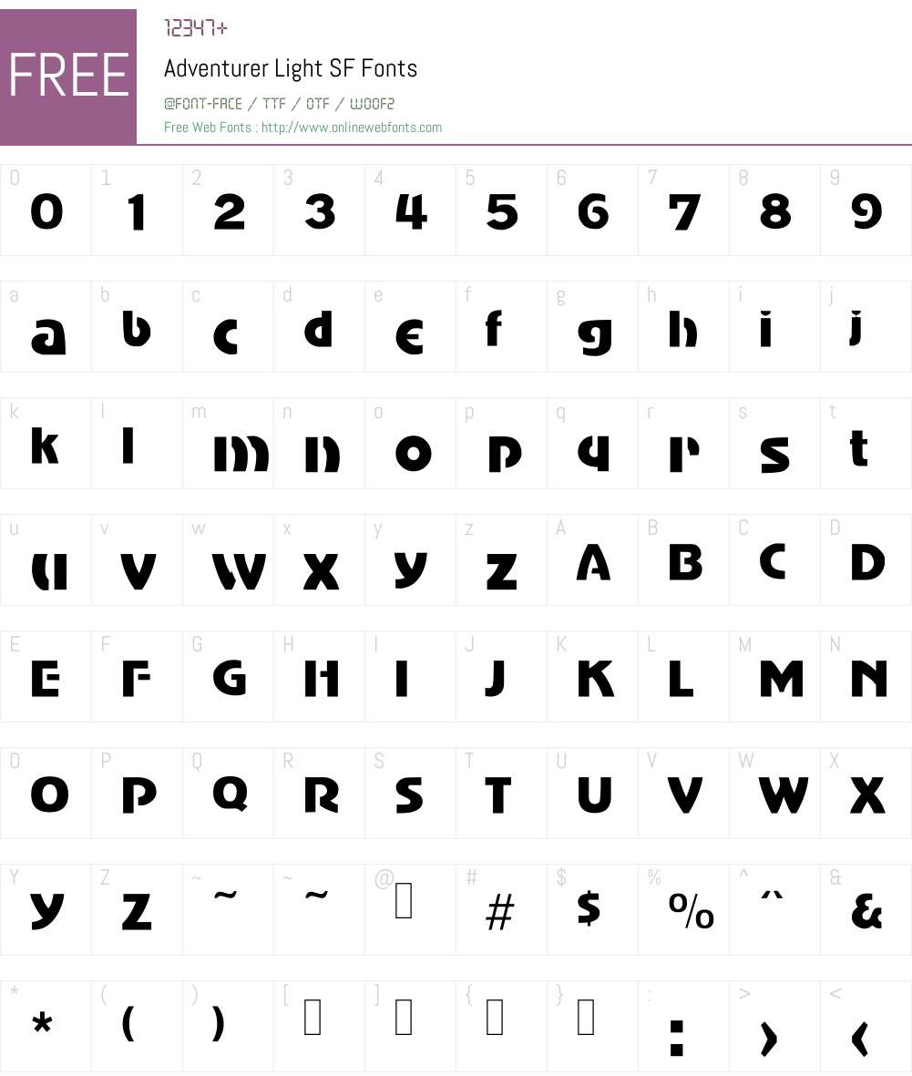 Adventurer Light SF Font Screenshots