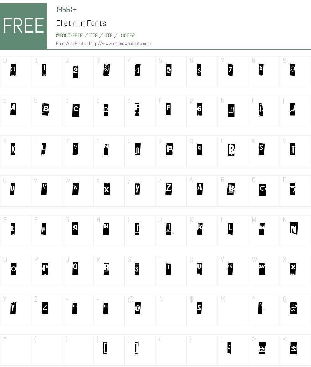 Ellet niin Font Screenshots
