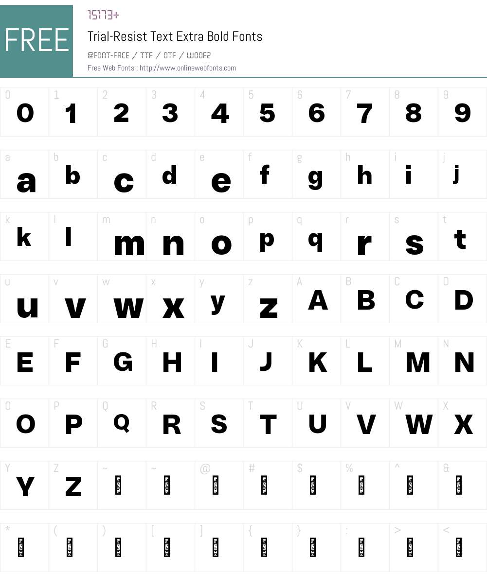 Resist Extra Pattern Trial-Resist Text Extra Bold 5.000;Glyphs 3.3 (3324) Fonts Free ...
