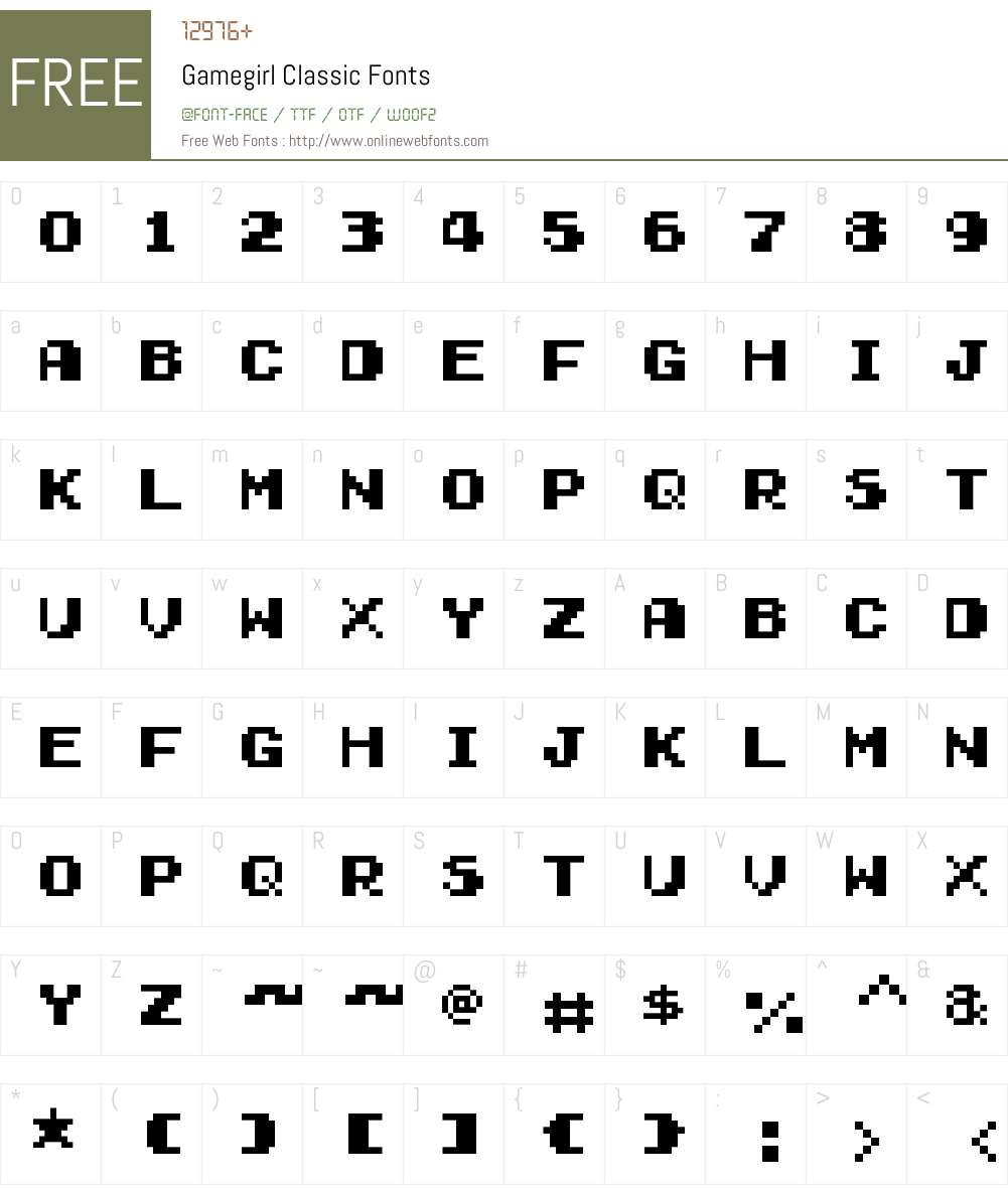 Gamegirl Classic Font Screenshots