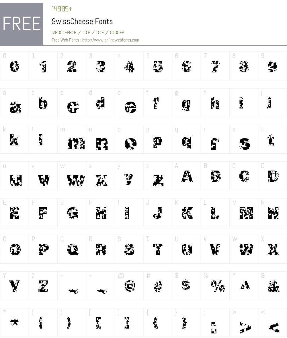 SwissCheese Font Screenshots