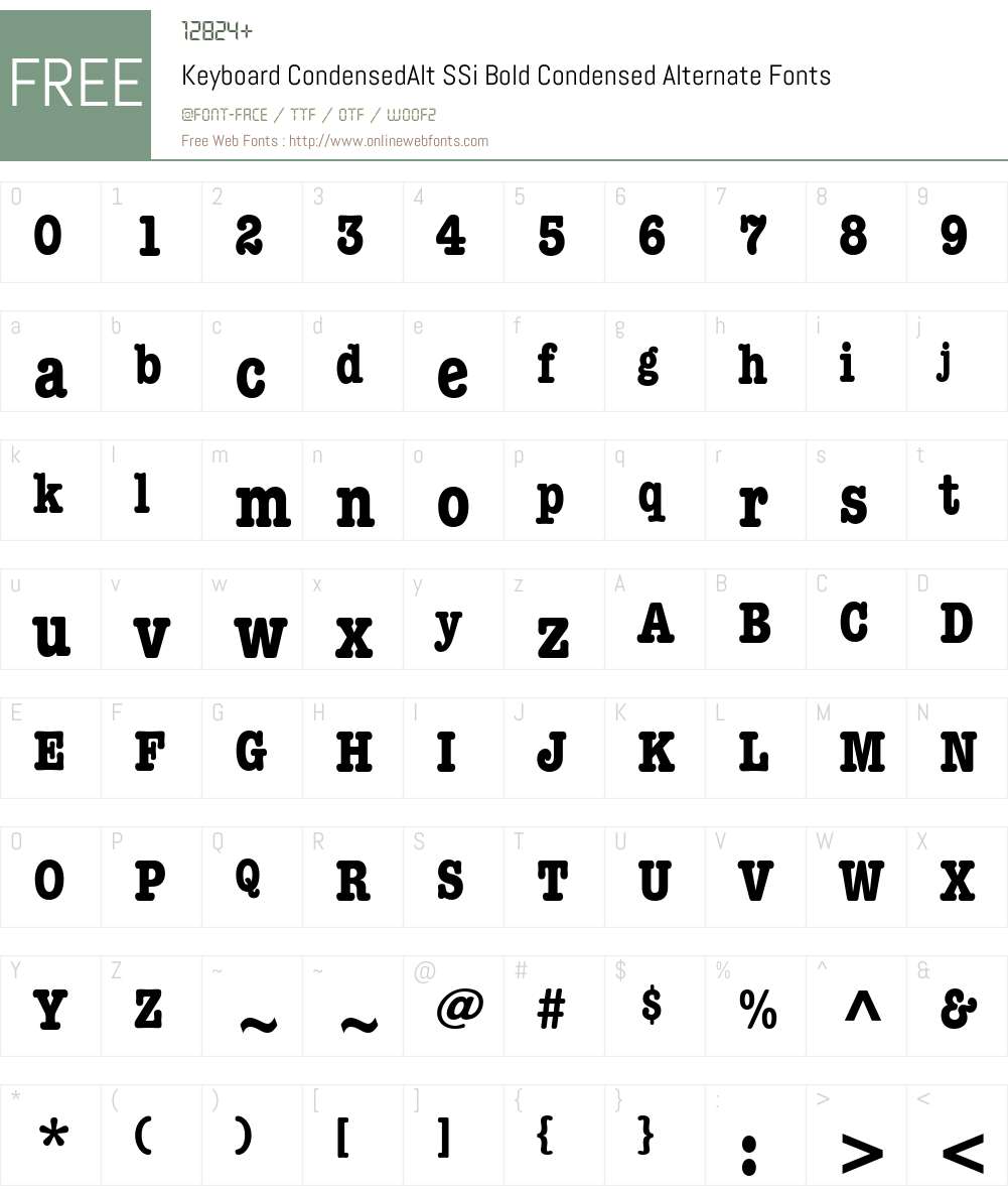 Keyboard CondensedAlt SSi Font Screenshots
