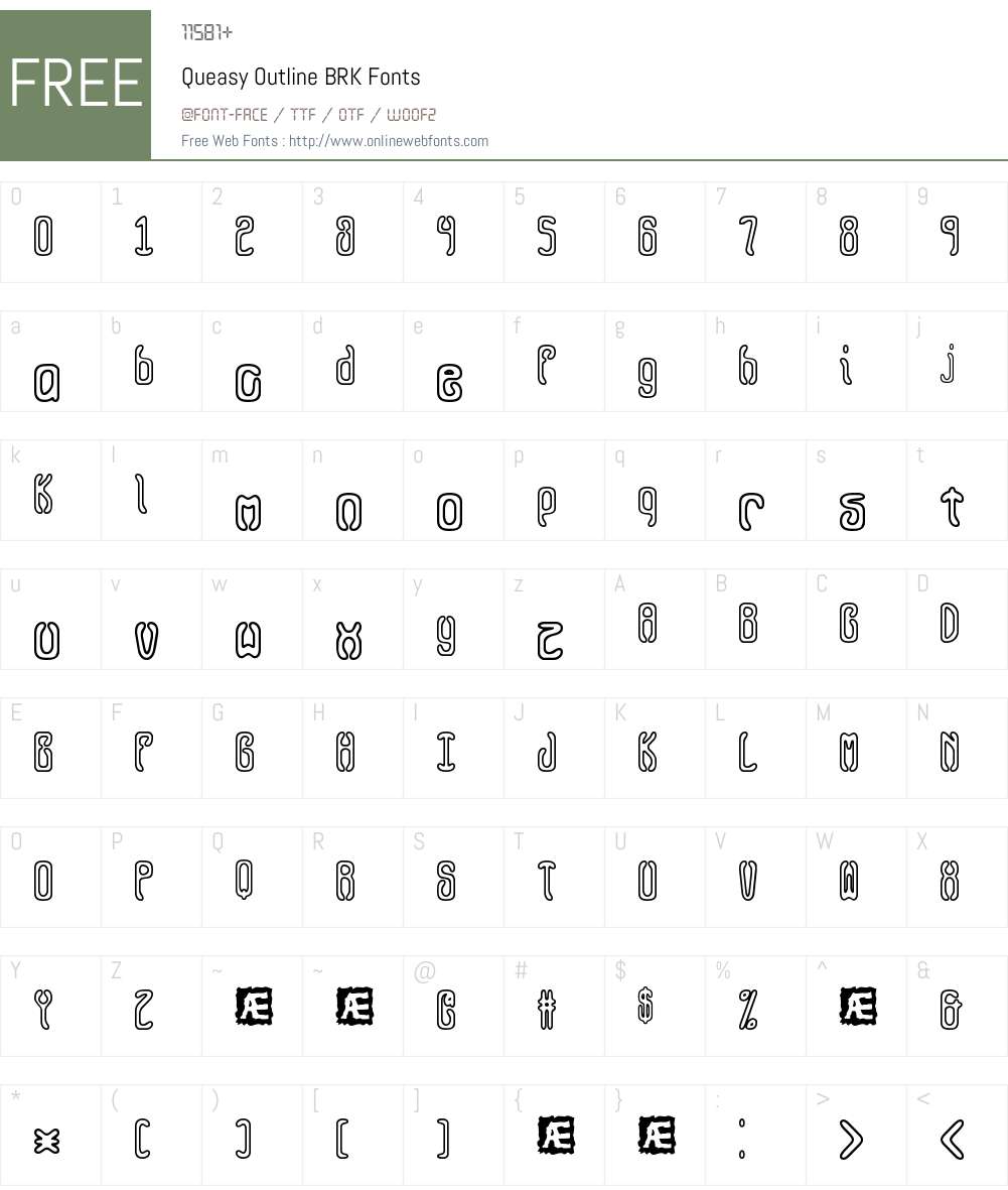 Queasy Outline BRK Font Screenshots