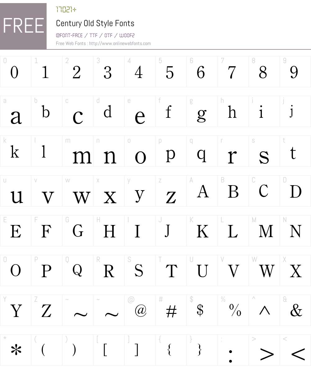 Century Old Style Font Screenshots