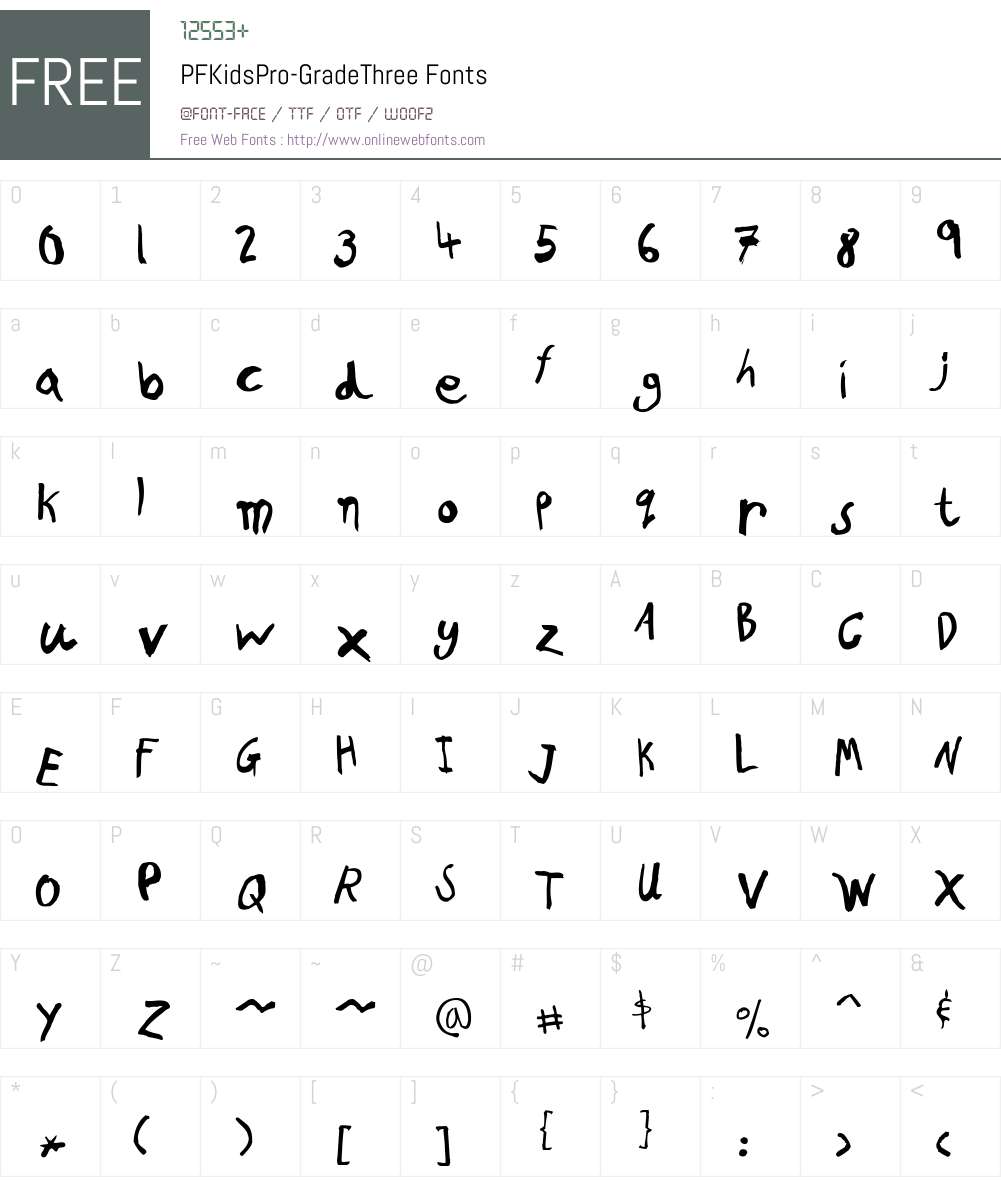 PF Kids Pro Grade Three Font Screenshots