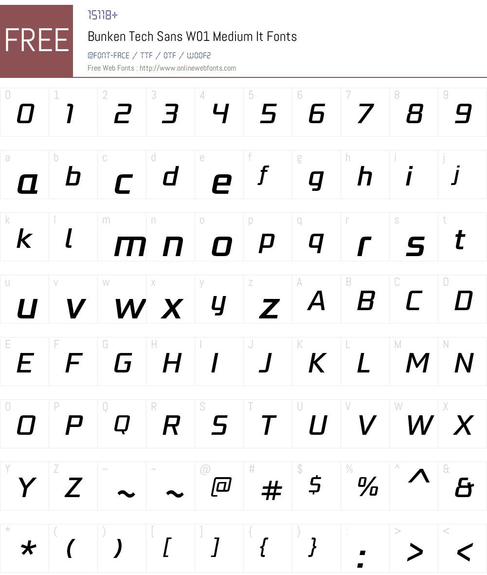 BunkenTechSansW01-MediumIt Font Screenshots