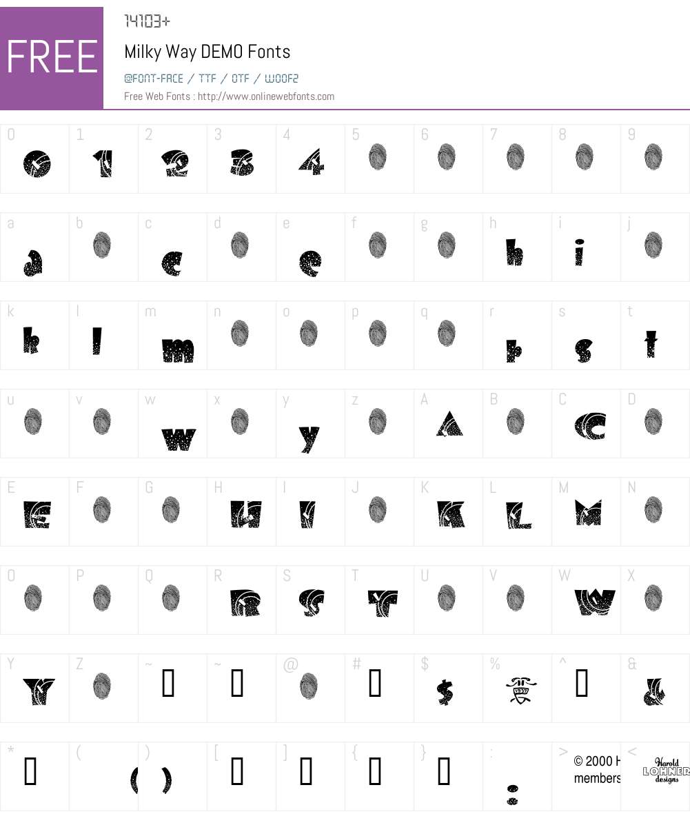 Milky Way DEMO Font Screenshots