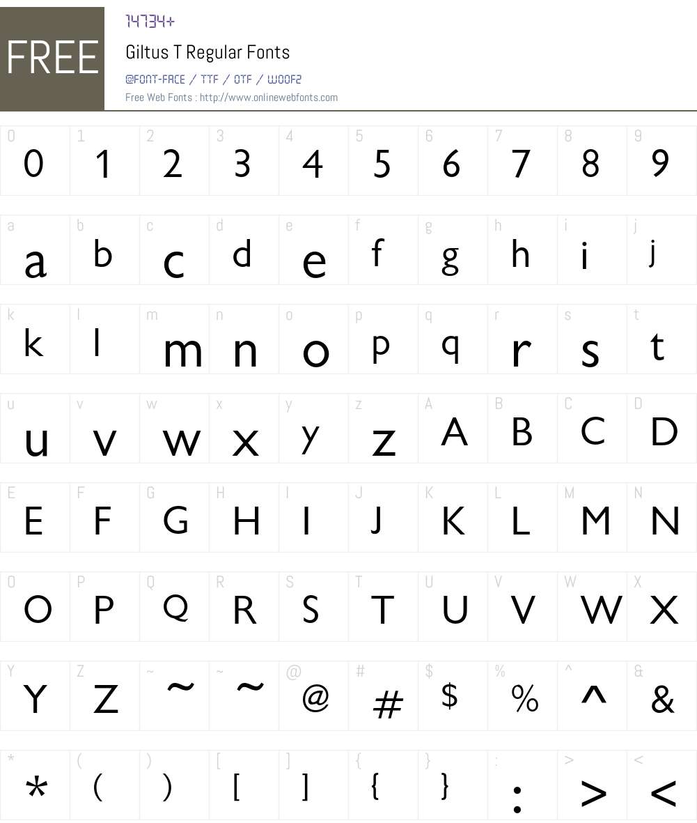 GiltuTReg Font Screenshots