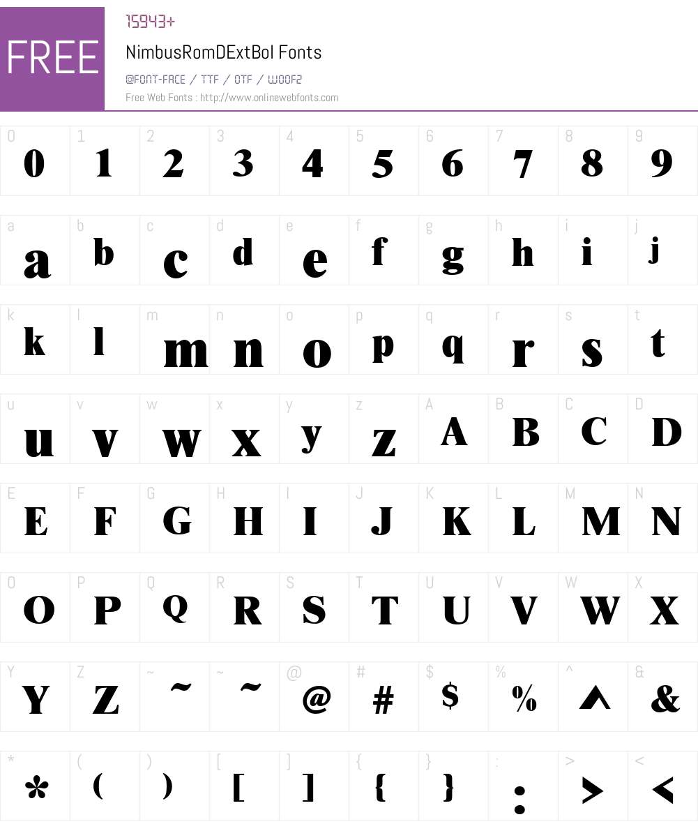 NimbusRomDExtBol Font Screenshots