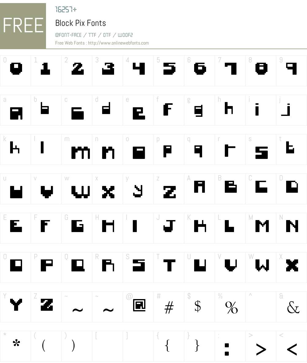 Block Pix Font Screenshots
