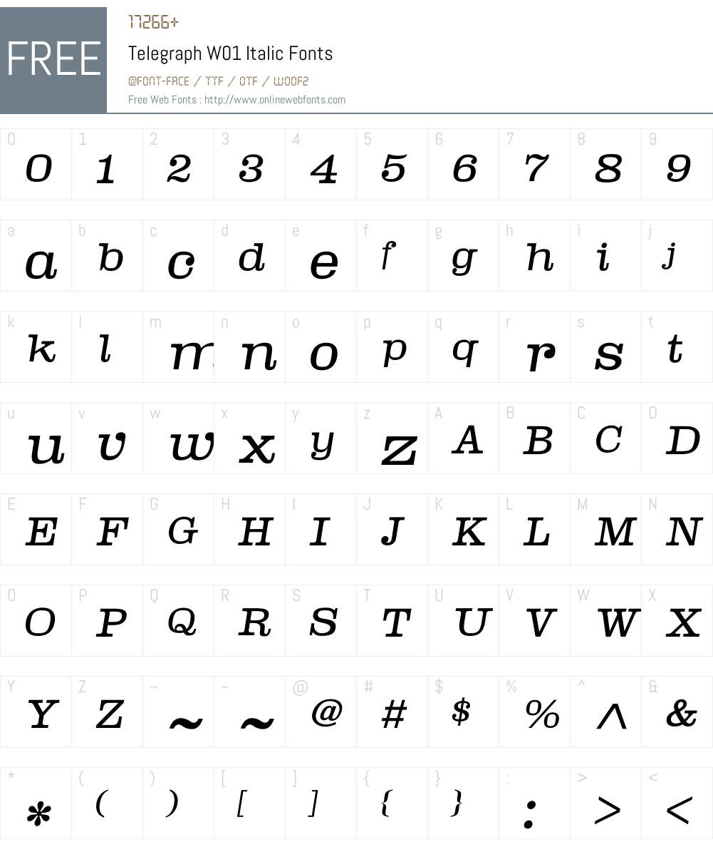 TelegraphW01-Italic Font Screenshots