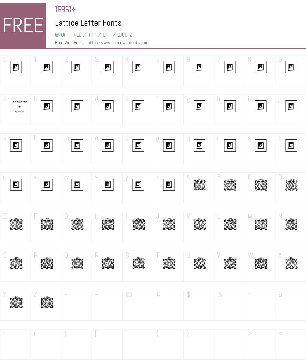 Lattice Letter Font Screenshots