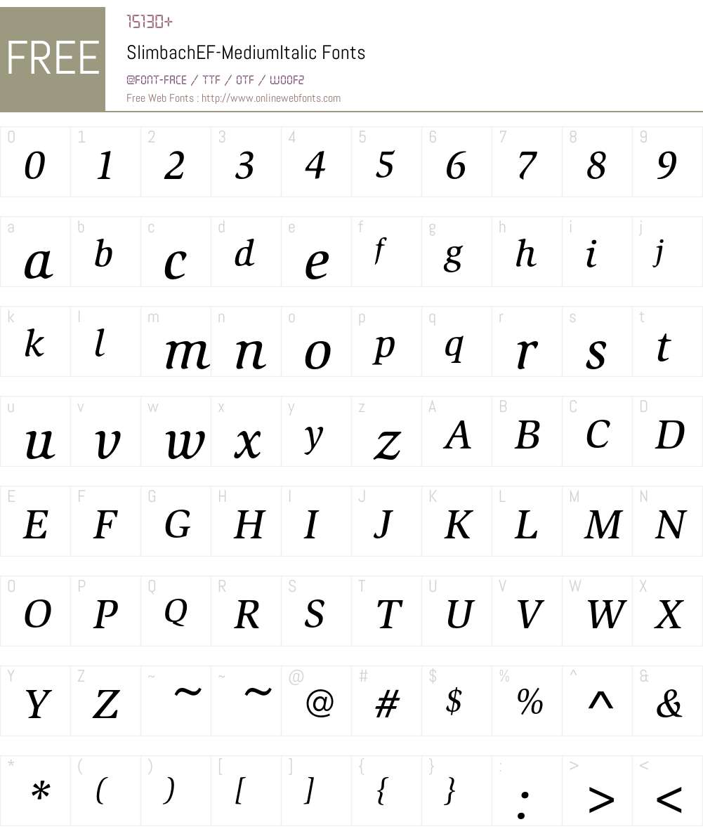 SlimbachEF Font Screenshots