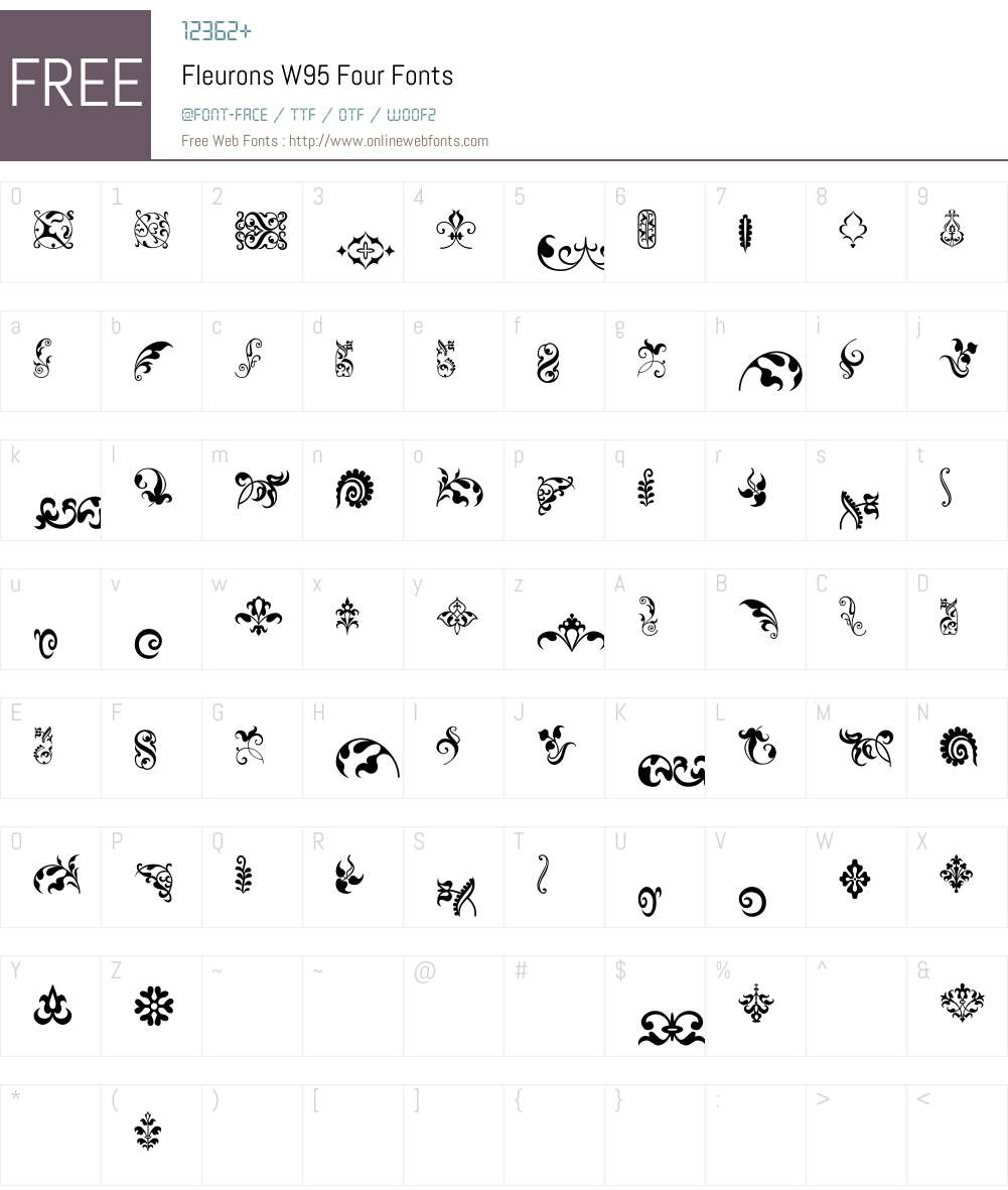 FleuronsW95-Four Font Screenshots