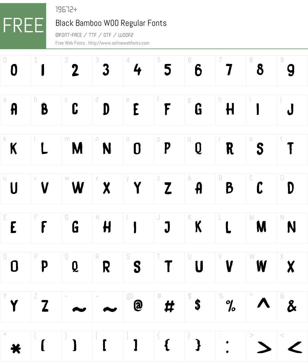 BlackBambooW00-Regular Font Screenshots
